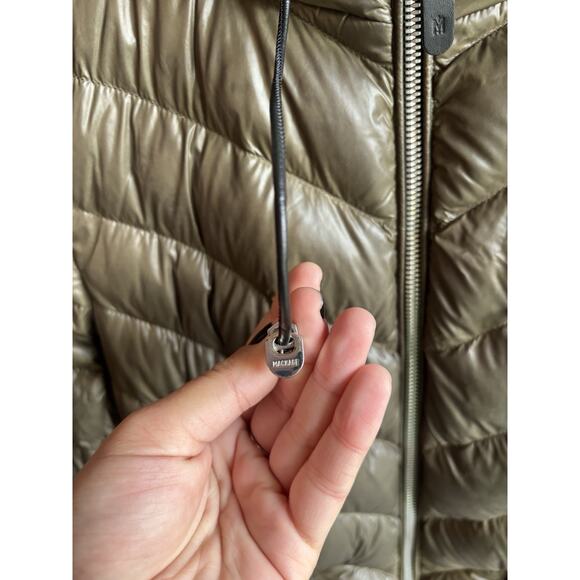 Mackage Jacket Womens X Small Olive Green Down Puffer Hood Coat Long XS Zip Warm - Picture 7 of 14